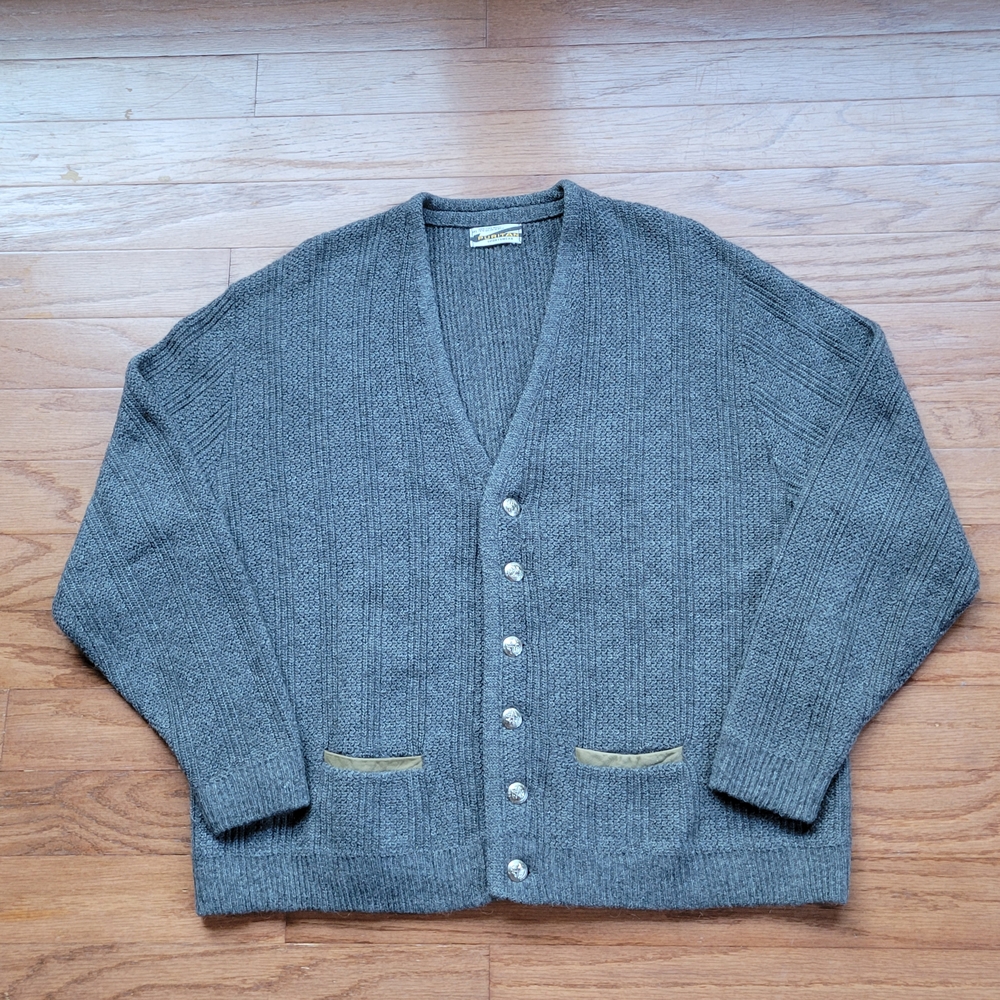 Vtg. Gray Cardigan Sweater